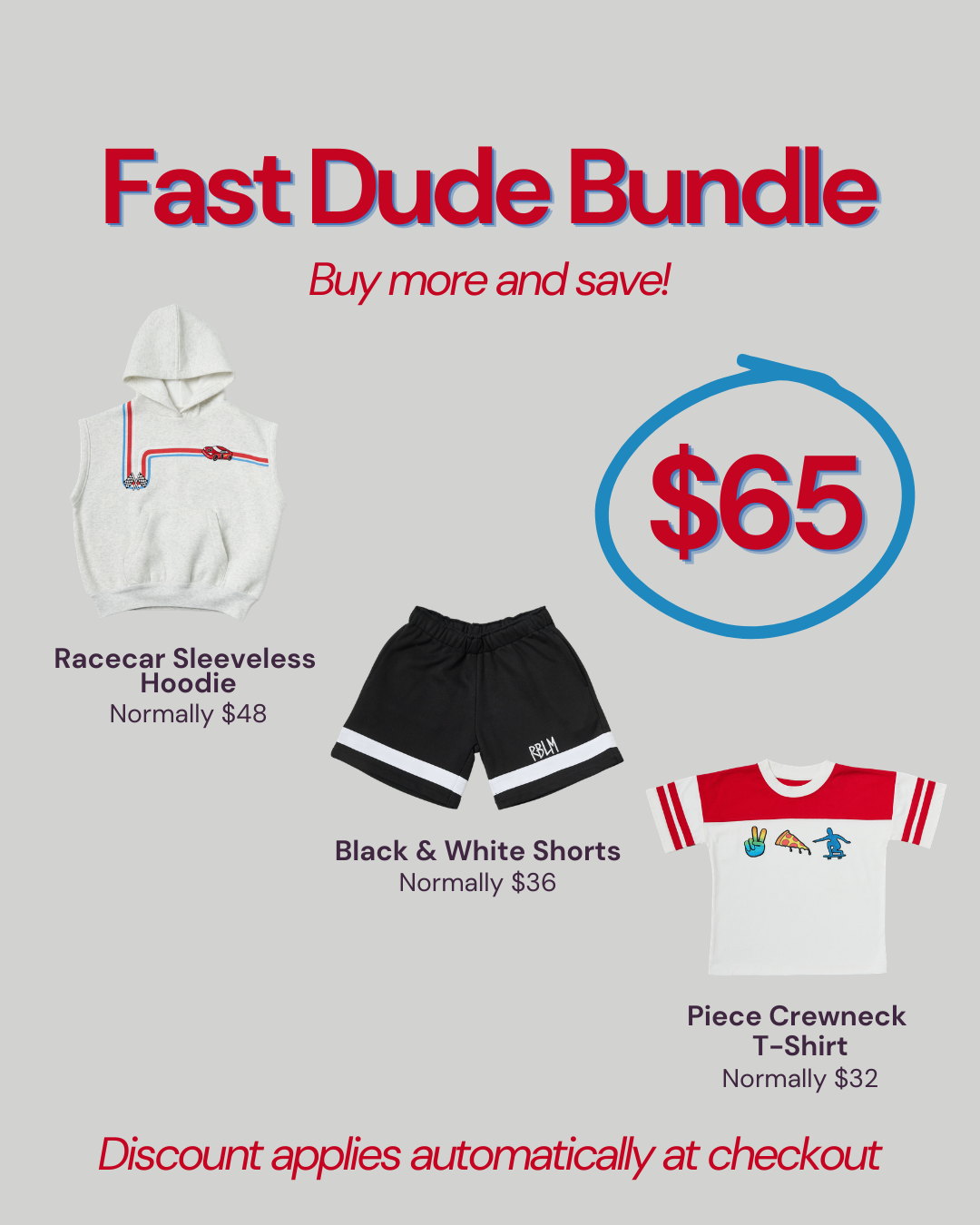 Sustainable children's clothing bundle promo: three items for $65
