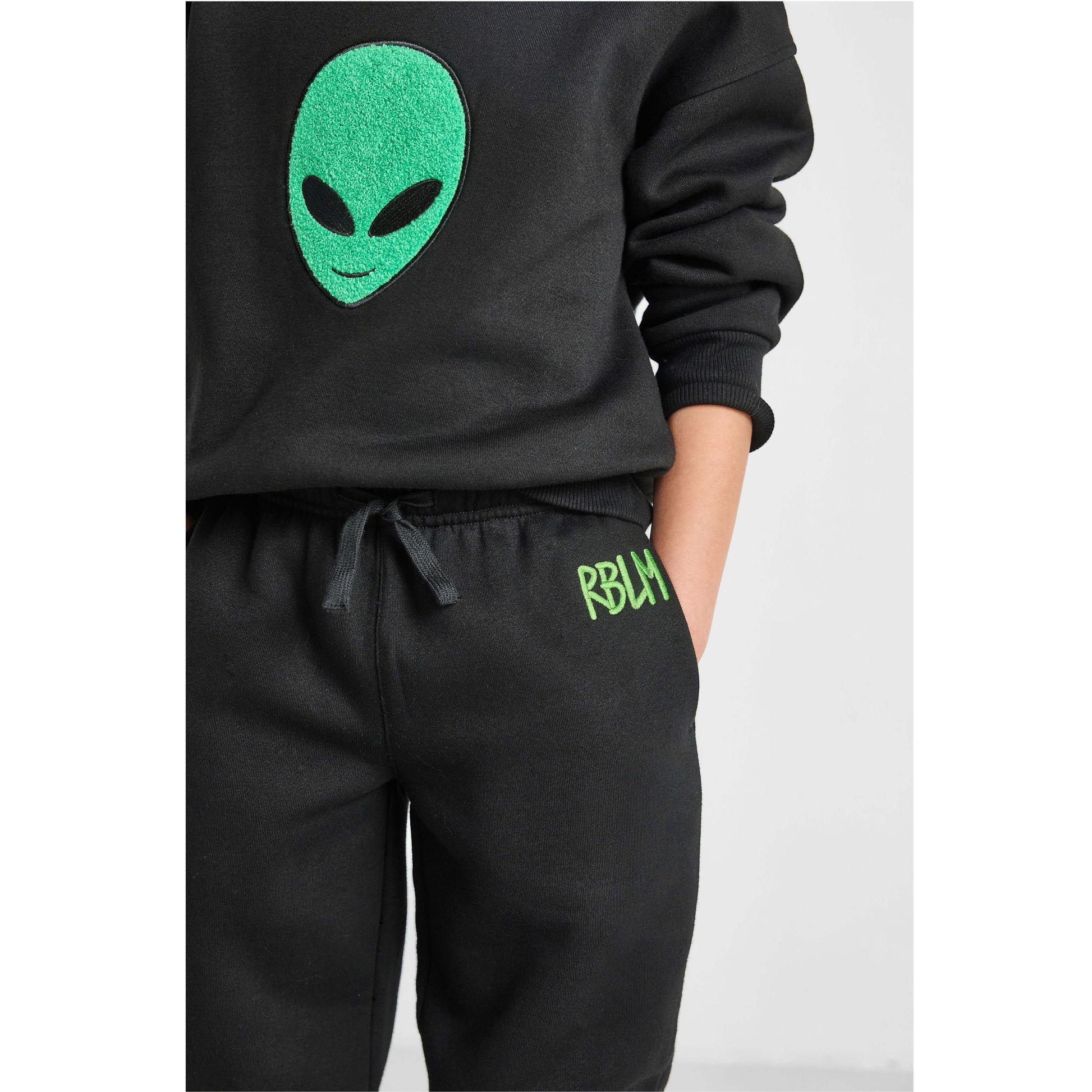 close-up image of our sustainable Alien Crewneck Sweatshirt