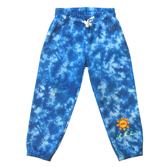 front of our sustainable ocean tie-dye joggers