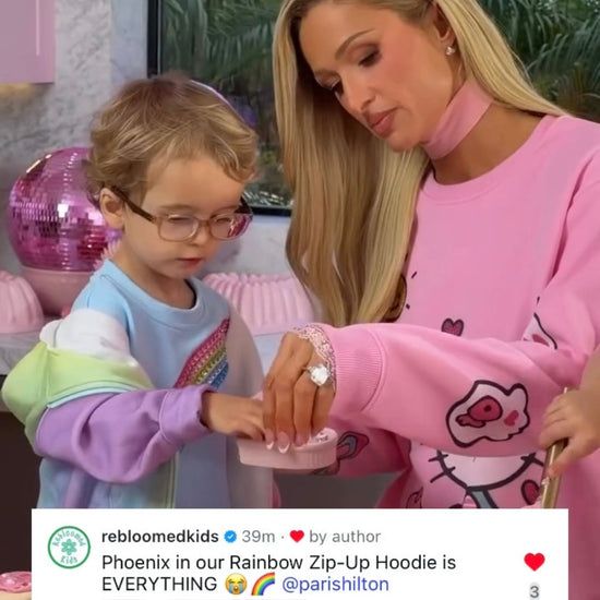 Paris Hilton's son, Phoenix, wearing RBLM's Rainbow Zip-Up Hoodie