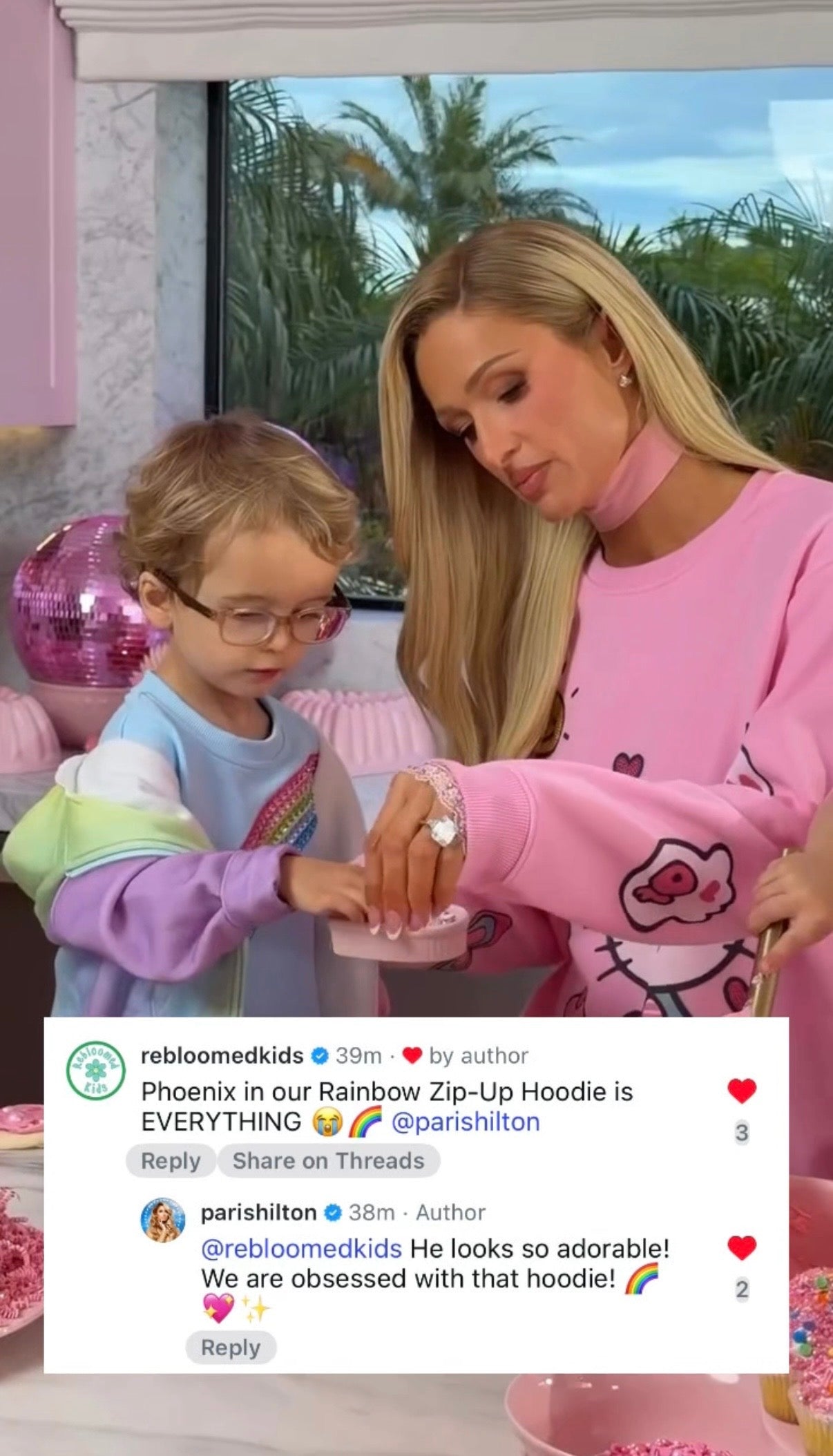 Paris Hilton's son, Phoenix, wearing RBLM's Rainbow Zip-Up Hoodie