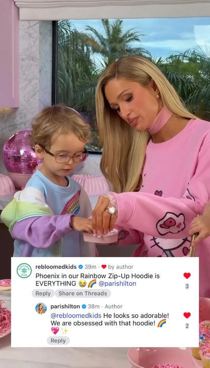 Paris Hilton's son, Phoenix, wearing RBLM's Rainbow Zip-Up Hoodie